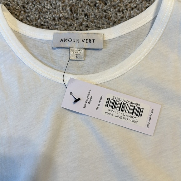 Amour Vert Jillian 100% Organic White Cotton Tank, Large - Picture 9 of 10